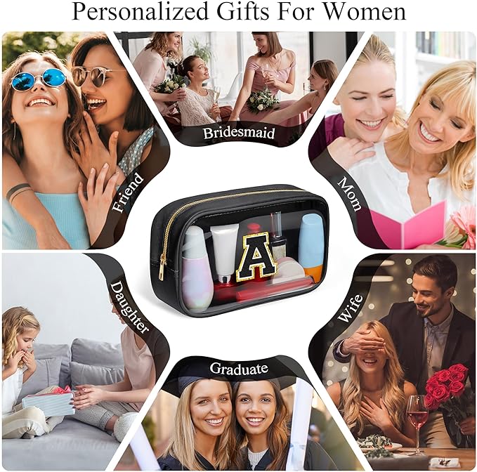 YOOLIFE Valentines Gifts | Initial Birthday Gifts for 3 4 5 6 7 8 9 10 11 12 13 Year Old Girls Clear Makeup Bag Cosmetic Travel Beach Bag Car Organizer Essentials for Women Men | Gifts for Girls M