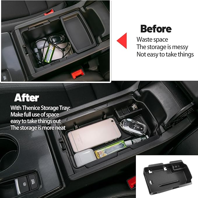 Thenice for 11th Gen Civic Center Console Organizer Armrest Box Tray Glovebox Hidden Storage Compartment Compatible with Honda Civic 2026 2025 2024 2023 2022 Accessories -3PCS