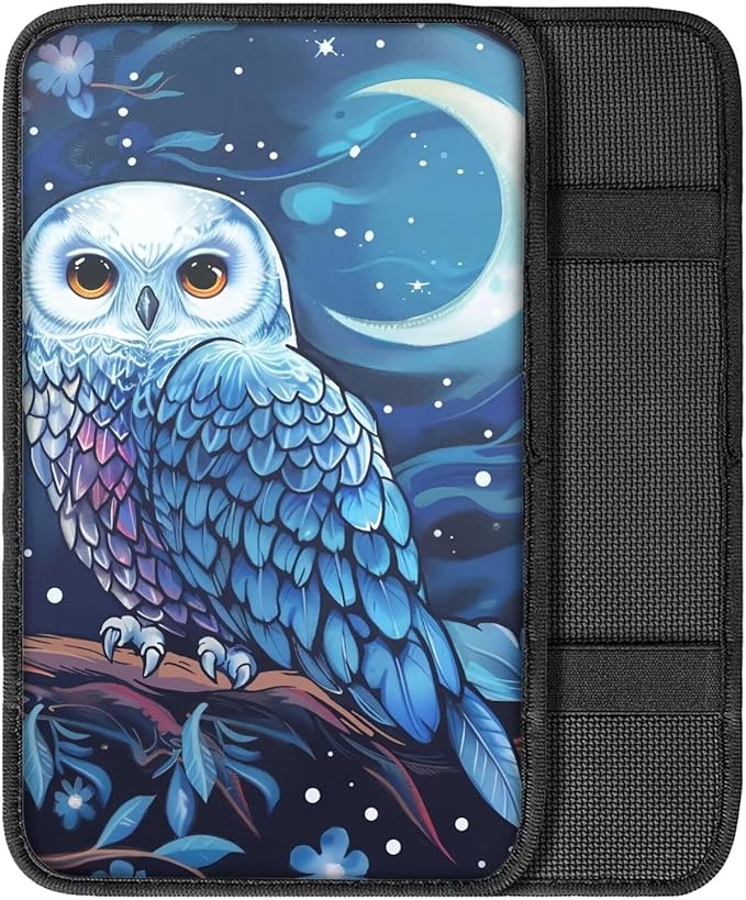 Mintutlipy Blue Owl Car Center Console Cover Universal Armrest Cushion for Car Auto Center Console Armrest Box Pad Waterproof