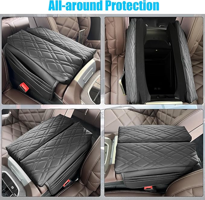 Jaronx Compatible with BMW Center Console Cover w/Storage Pockets X5 2019-2025/X6 2020-2025/X7 2019-2025,Leather Armrest Cover Cushion for BMW X5 G05 X6 G06 X7 G07 Accessories