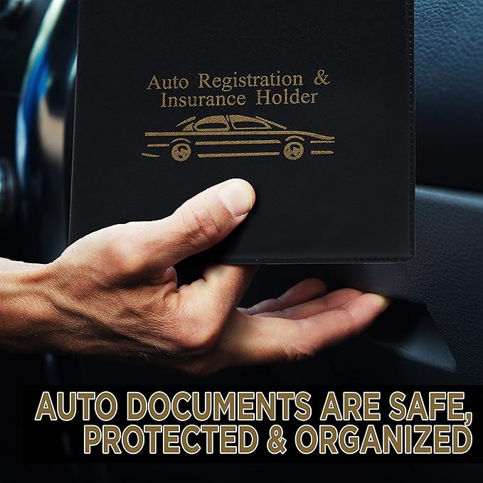 Andalus Auto Registration & Insurance Card Holder Pack of 2, Waterproof Essential Car Registration Holder with Hook & Loop Closure, Perfect for Every Vehicles Glove Boxes (Brown - 5 1/8" x 4 5/8")