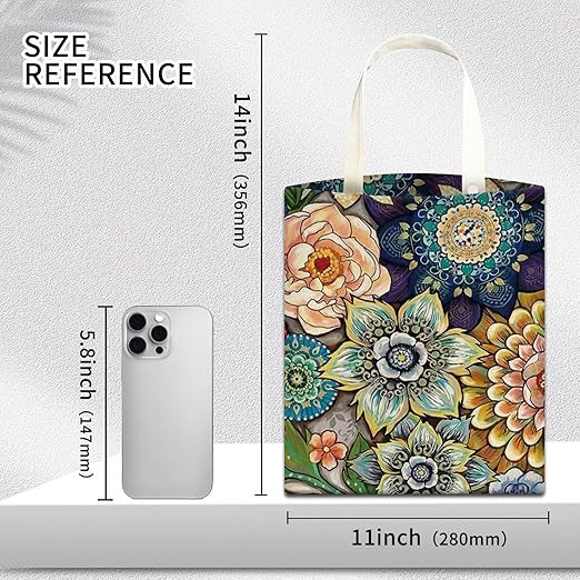 AUEKLLW Car Trash Can, Hanging Garbage Bin for Men and Women, Cute Car Organizer and Storage Bag, Canvas Vehicle Trash Can Bag Easy-to-Install Boho Colorful Floral