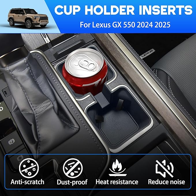 Cup Holder Inserts & Wireless Charging Mat for GX550 2026 2025 2024 Center Console Non-Slip Silicone Cup Holder Wireless Charger Protective Cover Pad for GX 550 Interior Accessories