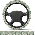 Elastic Car Steering Wheel Cover, Universal 20 inch Non-Slip Breathable Neoprene Steering Wheel Protector, Car Accessories for Women Men Fit Auto, Suvs, Truck Green Floral