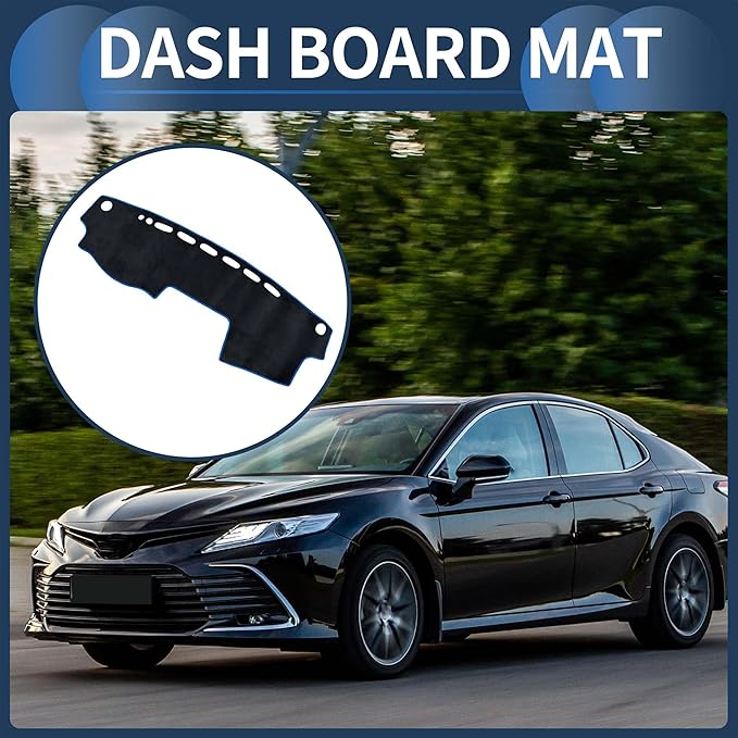 Dash Cover, Center Console Non-Slip Dashboard Carpet Mat for Toyota Camry 2002-2006 Flannel Black Blue,1Pc