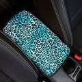 Blue Leopard Print Car Console Covers,Soft Armrest Cover for SUV,Cars,Fashion Car Accessories