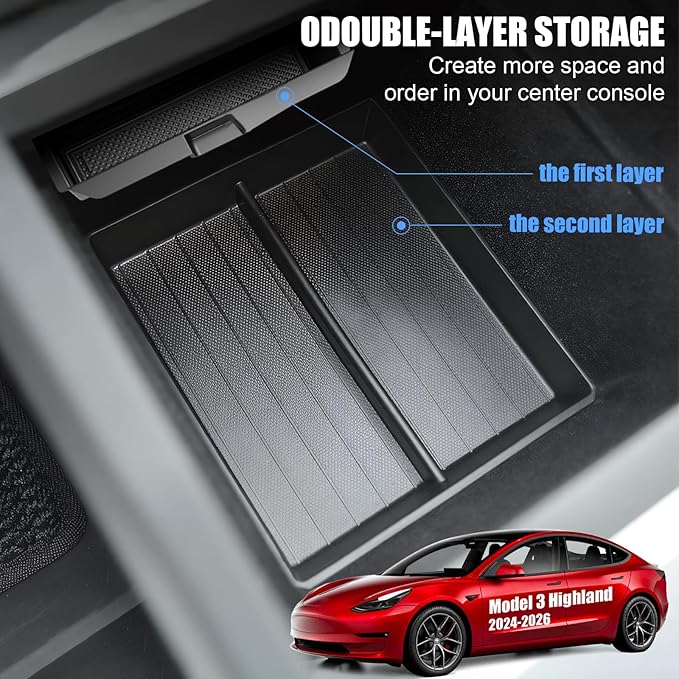 10PCS All-weather Center Console Organizer & Screen Protector Kit for Tesla Model 3 Highland 2024-2026,Includes Storage Boxes,Camera Cover,Cup Holder,Charging Pad & Mirror Frame Interior Accessories