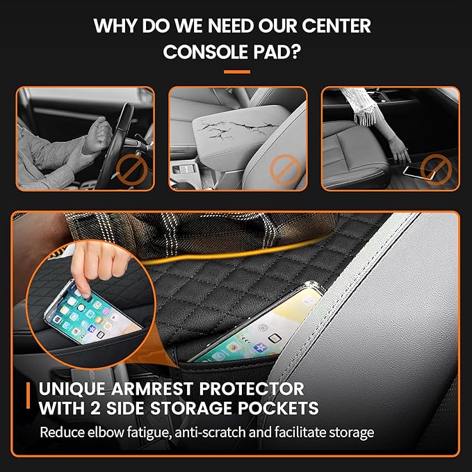 Custom for Center Console Cover 2026 2025 Subaru Forester Armrest Cover Accessories PU Leather Armrest Seat Box Cover Protector with Pockets Storage Bag