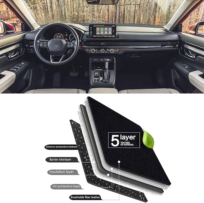 Upgraded Dash Mat for 2023-2025 Honda CRV Polyester Dash Board UV Protection Non-Slip Windshield Reflective DashCover Interior Accessory Black