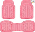 CAR PASS DeepDish Pink Floor Mats for Cars Full Set,Heavy Duty Rubber Car Mats 3-Piece,Universal Waterproof Trim-to Fit Automotive Floor Mats for Truck Van SUV, Durable All-Weather Car Mats (Pink)