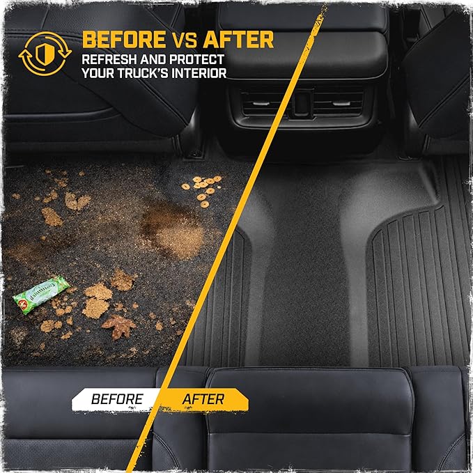 CAT® JustFit™ 3D Custom Fit Bench Floor Mat for 2019-2026 Chevrolet Silverado 1500/GMC Sierra 1500 & 2020-2026 Chevy Silverado/GMC Sierra 2500HD/3500HD Crew Cab Rear Floor Liner Laser Measured