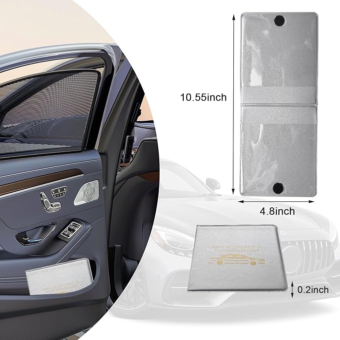 Ziciner Car Registration Insurance Holder, 2Pack Essential Auto Card Document Glove Box Organizer with Touch Fastener, Vehicle Interior Accessories Perfect for Most Car, Truck, SUV (Gray/Gold Words)