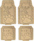 FH Group Car Floor Mats - Adorable Paw Print, Heavy-Duty Rubber Mats, Universal Fit Full Set, Climaproof, Trimmable, Fit Most Sedan, SUV, Truck - Beige