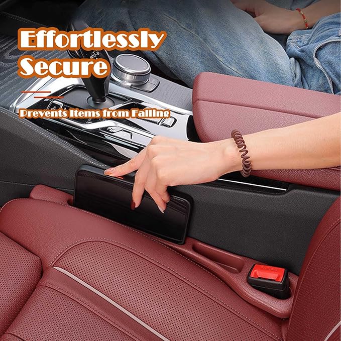 fccairms 2PCS Car Seat Gapster, Car Seat Gap Filler for Filling Gaps Between Consoles, No Drop Seat Guard with Storage Slot, Black
