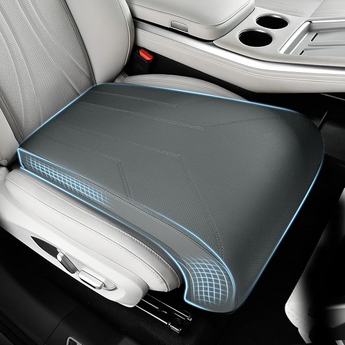 FLORICH Car Seat Extender Leg Extender Support Cushion for Driver Seats Office Chair, Leather Carseat Leg Support for Long Drivers Universal Car Seat Cushion Legs Rest Pads-Light Grey