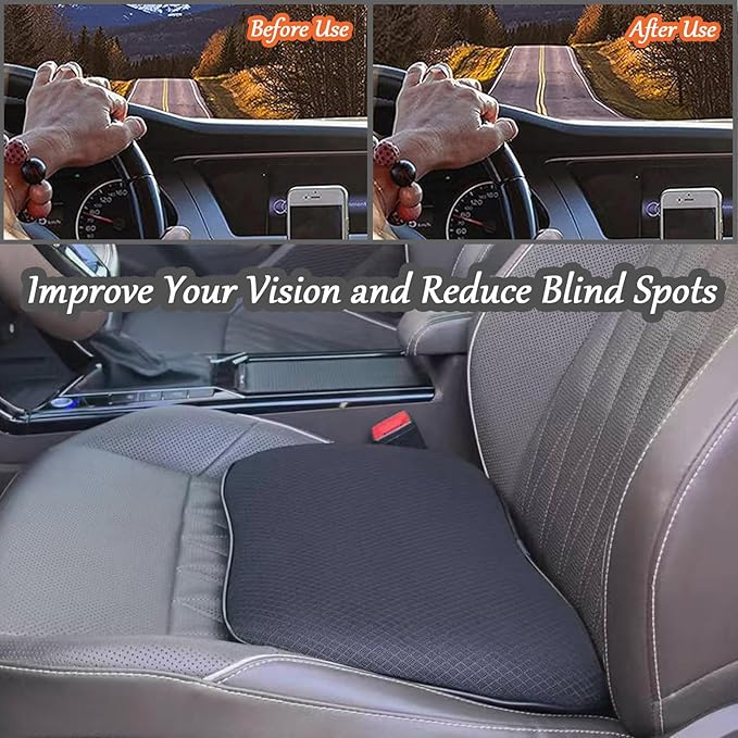 2 in 1 Wedge Car Seat Cushion or Lumbar Support - 3.2 inches Soft Memory Foam Cushion for Car Seat Driver for Comfort - Driving Cushion for Butt and Back Sciatica Pain Relief, Black