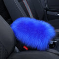 Frienda Furry Armrest Cover Auto Center Console Cover Car Soft Console Pad, Real Sheepskin Wool Soft Fluffy Auto Center Armrest Pad for Most Car Decoration Protector(Blue)