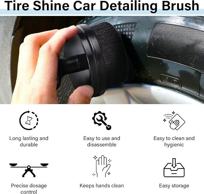Tire Shine Applicator Brush, Tire Shine Brushes, Tire Dressing Brush Applicator with Seal Cover, Tire Brush for Car Detailing, Tire Gel Applicator, High Density Detail Factory Tire Brush (Red)