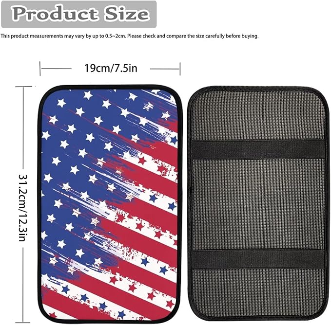 Horeset American Flag Center Console Armrest Cover Auto Accessories, Polyester Car Arm Rest Cover Pad Fit SUV Sedan Truck Vehicle