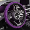 KAFEEK Elastic Stretch Steering Wheel Cover 15 Inch, Breathable Ice Silk Microfiber, Non-Slip Grip, Warm in Winter and Cool in Summer, Odorless, Car Accessories Fit Cars, SUVs, Purple