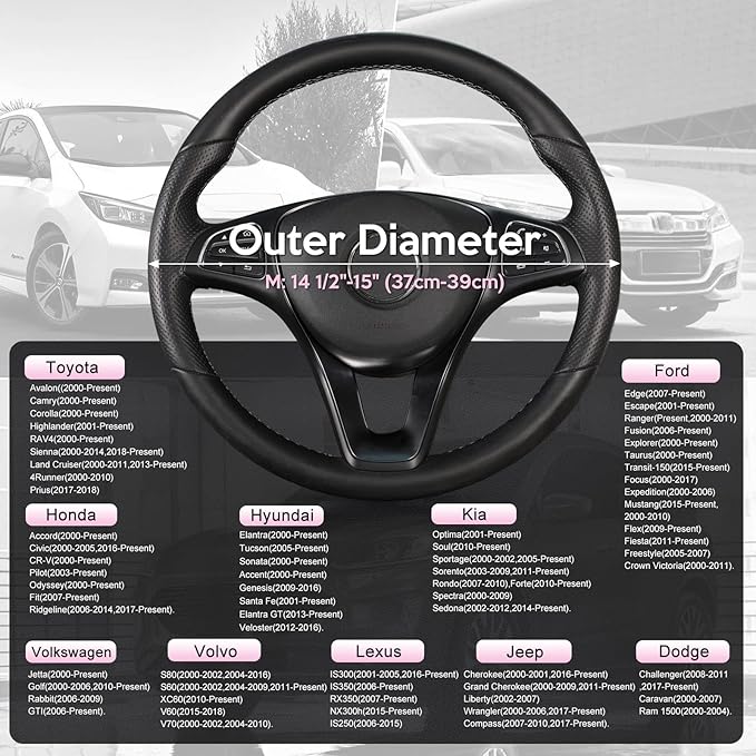 SEG Direct Steering Wheel Cover for Car, Standard Size 14.5-15 inch, Auto Interior Accessories, Plush Warm Velvet, Summer Winter, Pink