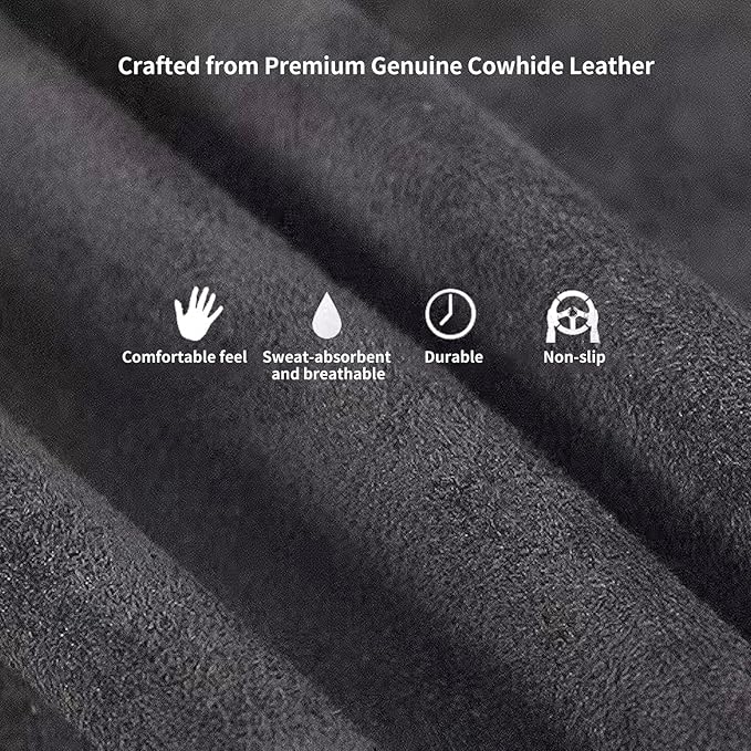 Suede Leather Steering Wheel Cover Wrap Kit - DIY Stitch-On for 16-17" Wheels, Superior Sweat Absorption & Non-Slip Grip, Comfortable & Durable Year-Round Upgrade