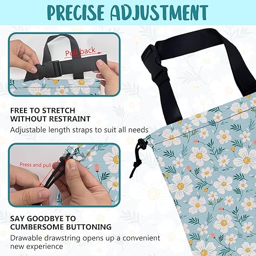 Car Trash Bag Chamomile Flowers and Petals Hanging Drawstring Car Organizer and Storage Bag with Adjustable Buckle Canvas Garbage Bin for Back Seat or Hanging Headrest Car Decor Road Trip Essentials