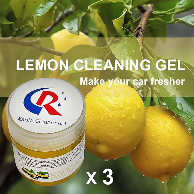 CR CHRWLIN 3-Pack Car Cleaning Gels Car Interior Cleaner Putty Slime Auto Detailing Tools Universal Dust Removal Cleaning Kit for Car Accessories Vents 3C Office Scented Lemon Stocking Stuffers Gifts
