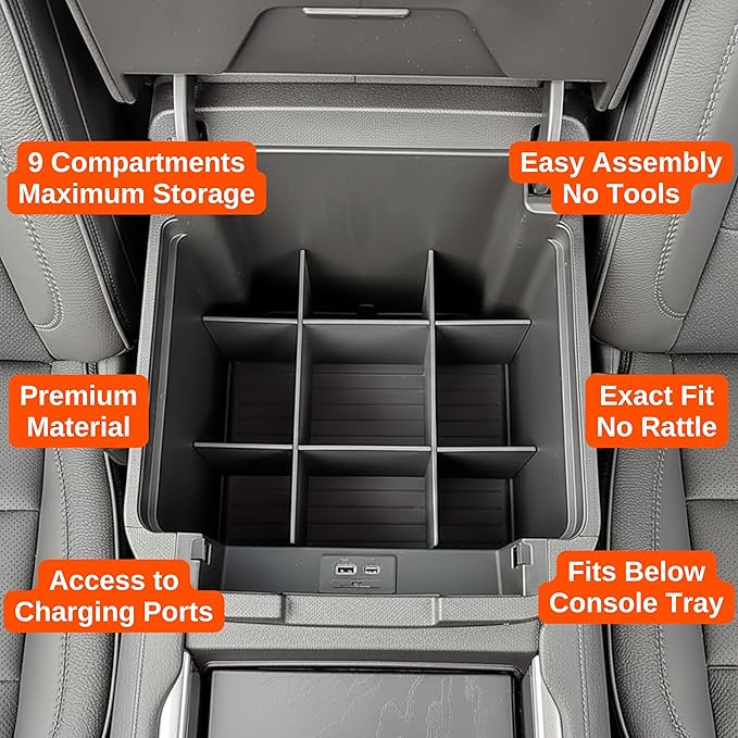 Vehicle OCD - Center Console Organizer for Chevy Suburban/Chevy Tahoe/GMC Yukon/Yukon XL (2021-2026) (NOT for Optional Sliding Console) - Made in USA - SLX171