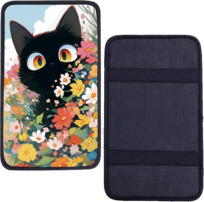 CREATCABIN Cat Car Armrest Cover Car Center Console Cover Auto Armrest Storage Box Mat Soft Car Seat Box Cover Pad Comfortable Auto Accessories Interior for SUV Sedan Truck 12.6×7.5in