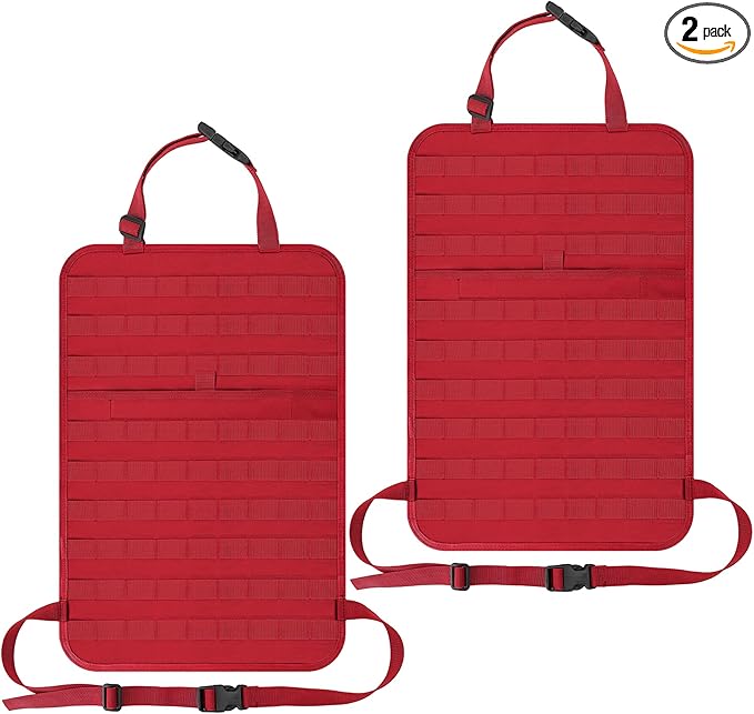 IronSeals 2 Pack Car Seat Back Organizer, Tactical Molle Panel Sag Proof Vehicle Seat Cover Protector Nylon Car Seat Back Hanger Bag Pad