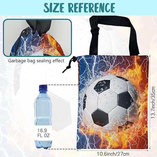 KXWQTRDD Car Garbage Bag Soccer Ball with Water and Fire Drawstring Car Trash Bag Hanging for Back Seat with Adjustable Buckle Canvas Vehicle Trash Can Easy-to-Install