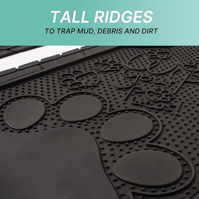 FH Group Car Floor Mats - Adorable Paw Print, Heavy-Duty Rubber Mats, Universal Fit Full Set, Climaproof, Trimmable, Fit Most Sedan, SUV, Truck - Black