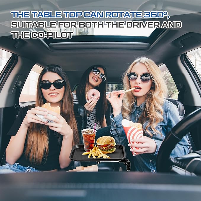 BBTO Car Seat Gap Tray Table, Stable Foldable Auto Backseat Food Desk, Multifunctional Adjustable Travel Tray for Eating Drink and Writing Laptop Work, Car Organizer for Commuters Family