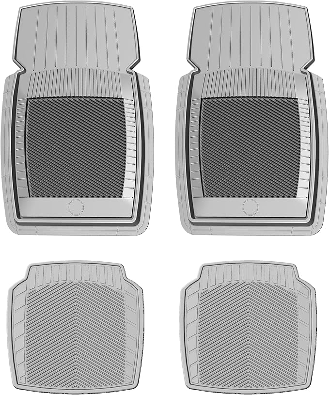 PantsSaver New Generation Car Mats – All-Weather, Heavy Duty, Waterproof, Anti-Slip Rubber Floor Liners for Cars, Trucks, SUVs, Minivans & More 4 Piece Set, Gray