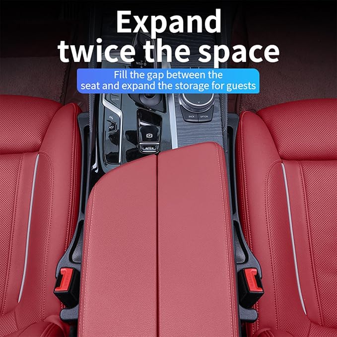 Car Seat Gap Filler Organizer - Stop Things from Dropping - Soft Universal Fit Fill The Gap Between Seat & Console - Perfect for Cars & SUVs | Truck | Universal Fit, Black 2 Pack