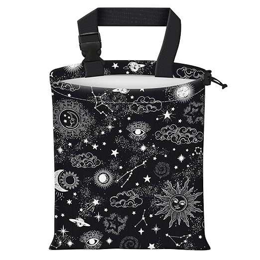 AFYEWKC Car Trash Bag Large Hanging Can for Back of Seat, Cute Waterproof Car Garbage Bag for Vehicle, Travelling, Outdoor Cute Black White Universe