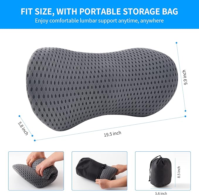 FOUSUPDT Lumbar Pillow, Memory Foam Lumbar Support Pillow for Office Chair and Car Seat, Back Support Pillow for Lower Back Pain Relief, Support Cushion Back Pillow for Sleeping, Driving, Resting