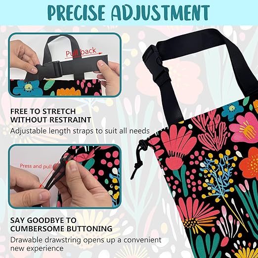 KXWQTRDD Car Garbage Bag Modern Flower and Green Leaves Hanging Canvas Car Trash Bag Drawstring Car Back Seat Organizer for Car Back Front Seat Console with Adjustable Buckle
