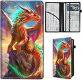 Qindaiwen Car Registration and Insurance Holder, Vehicle Card Document Elastic Band Closure Glove Box Organizer, Driver License Cards, Car Accessories for Essential Info, Golden Dragon