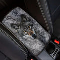 Gray Wolf Center Console Cover Breathable Auto Center Console Pad Animal Print Comfortable Car Armrest Seat Box Cover Protector Universal for Car Sedan Vehicle