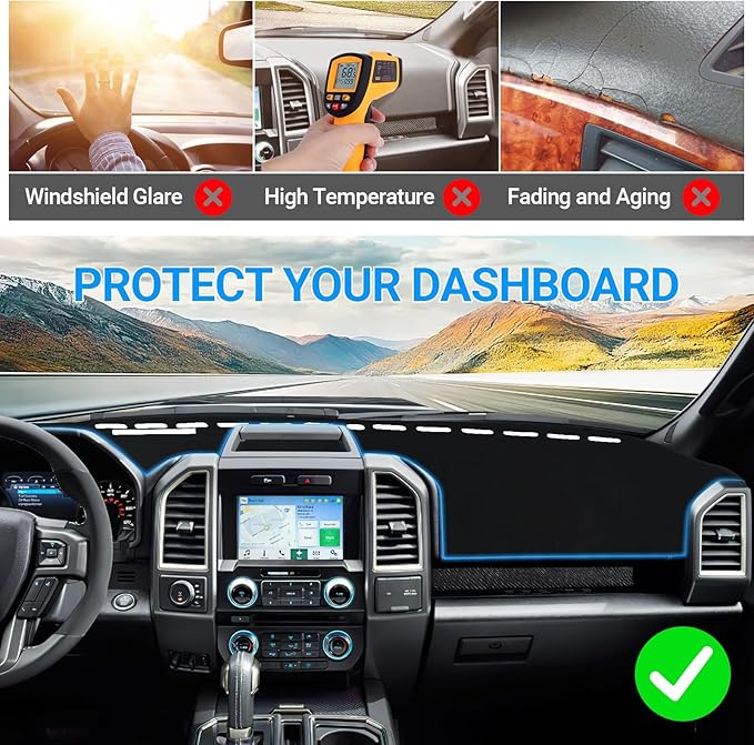 Dashboard Cover Dash Mat Compatible with 2015 2016 2017 2018 2019 2020 Ford F150 Dash Covers Interior Dash Board Accessories Protecter Cover