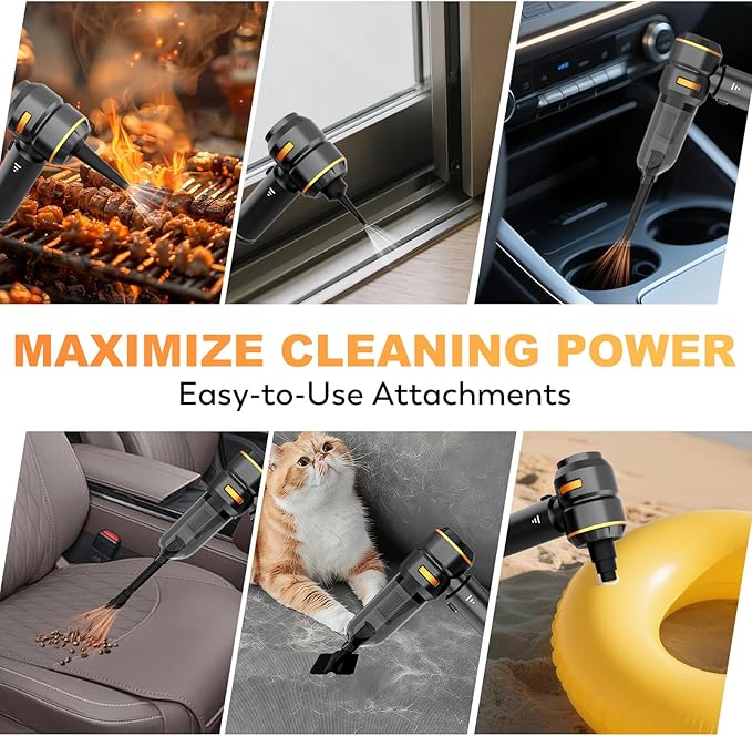 KedeeSparkle Handheld Car Vacuum Cleaner, 4-in-1 Cordless Vacuum Cleaner, 22000 PA High Power Portable Car Vacuum with Brushless Motor, for Home, Office, Camping (Black Golden)