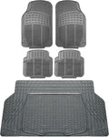 FH Group Automotive Floor Mats - Heavy-Duty Rubber, All Weather Protection Universal Fit Full Set Floor Mats and Cargo Mat, Climaproof, Semi Custom Trimmable for Most Cars, Sedan, SUV, Truck, Gray