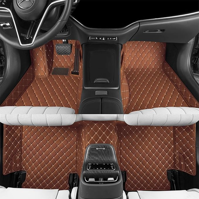 Luxury car Floor mats are for 99% of Vehicle Models,All Weather car Floor mats Provide Comprehensive Protection for Vehicles,Floor mats for car Personalized Customization! (Light Brown Rice)