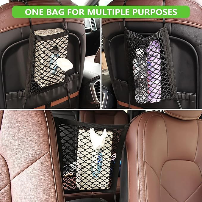 Dog Pet Net Barrier with Auto Safety Mesh Organizer Universal for Cars, SUVs -Easy Install,Car Divider & Storage Bag, Car Divider for Driving Safely with Children & Pets(Black-3 Layer)