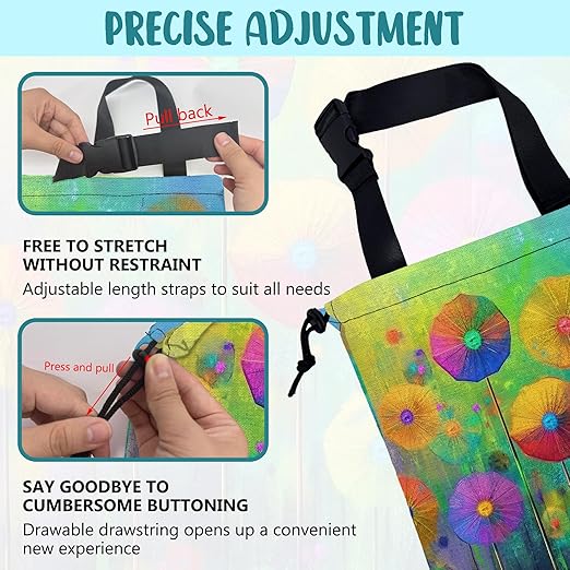 KXWQTRDD Car Garbage Bag Abstract Colorful Flowers Hanging Canvas Car Trash Bag Drawstring Car Back Seat Organizer for Car Back Front Seat Console with Adjustable Buckle