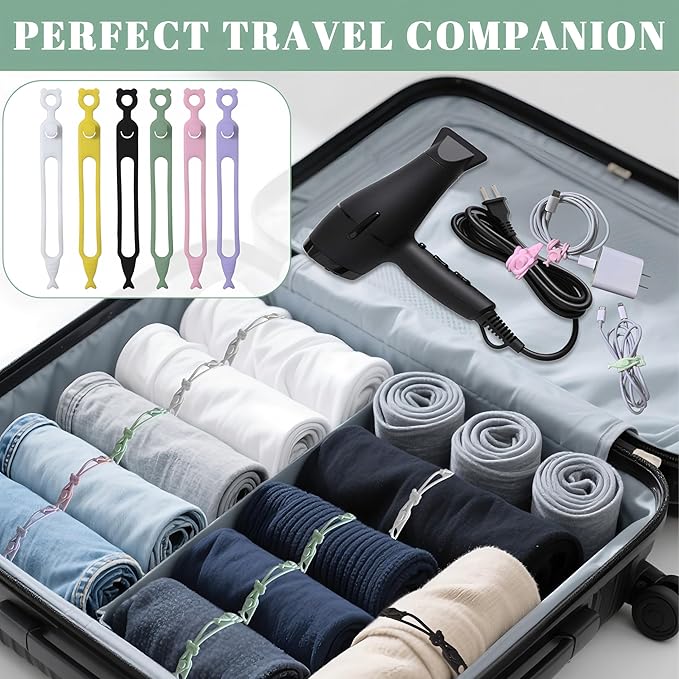 Cord Organizer,36PCS Silicone Cable Ties,Reusable Weatherproof Travel Cable Organizer,High Elasticity Wraps for Bundling Earphone,Phone Charger,Computer Cords,Wire Straps in Home,Office,Kitchen,School