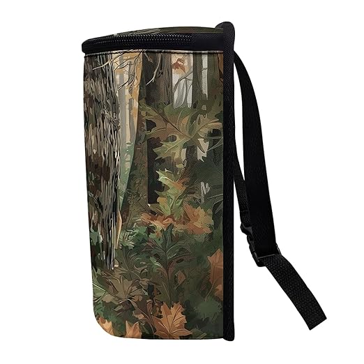 Camo Deer Car Trash Can with Lid Hunting Car Garbage Bin Auto Garbage Can with Adjusatbel Straps Hiking & Camping Storage Bag Auto Interior Accessories