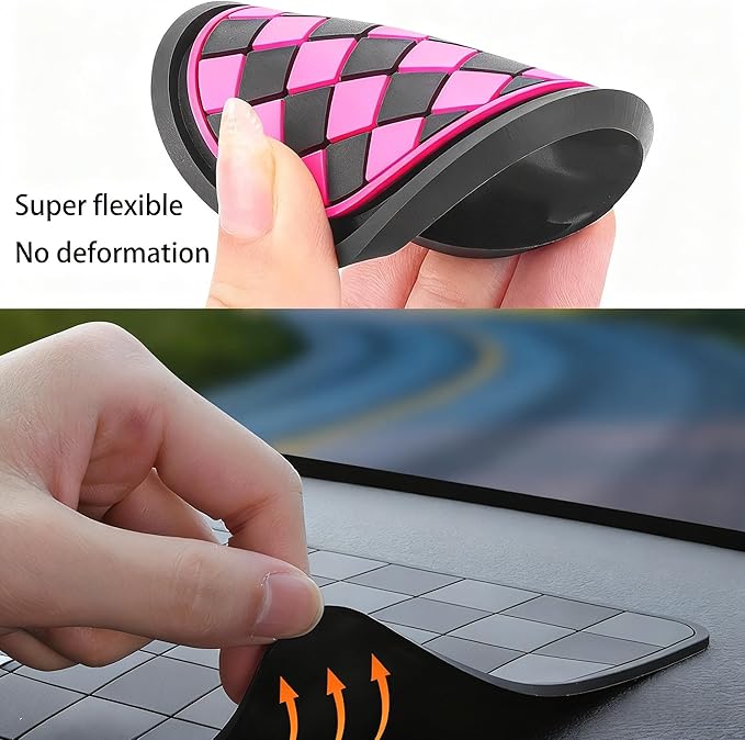 Car Interior Accessories Set – 2PCS Silicone Cup Holder Coasters & 1PCS Anti-Slip Dashboard Pad, Universal Non-Slip Rubber Mat for Phone Keys Sunglasses, Fit for Car SUV Truck